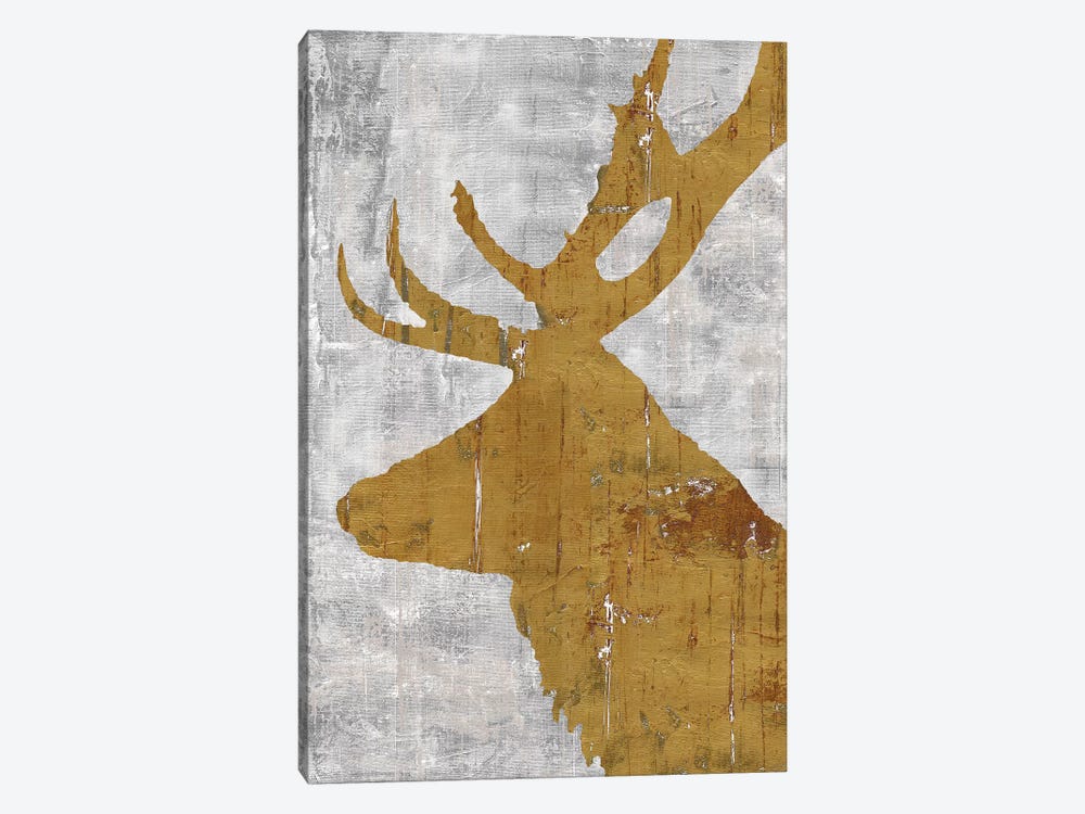 Rustic Lodge Animals Deer on Grey by Marie Elaine Cusson 1-piece Canvas Wall Art