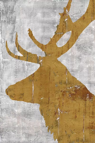 Marie-Elaine Cusson: Rustic Lodge Animals Deer on Grey by Marie-Elaine Cusson