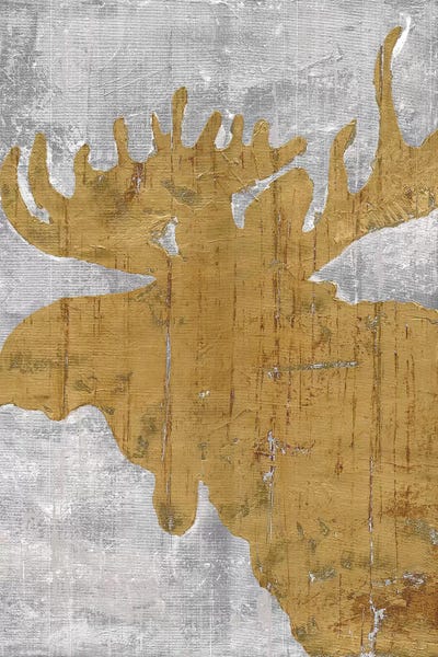 Marie-Elaine Cusson: Rustic Lodge Animals Moose on Grey by Marie-Elaine Cusson