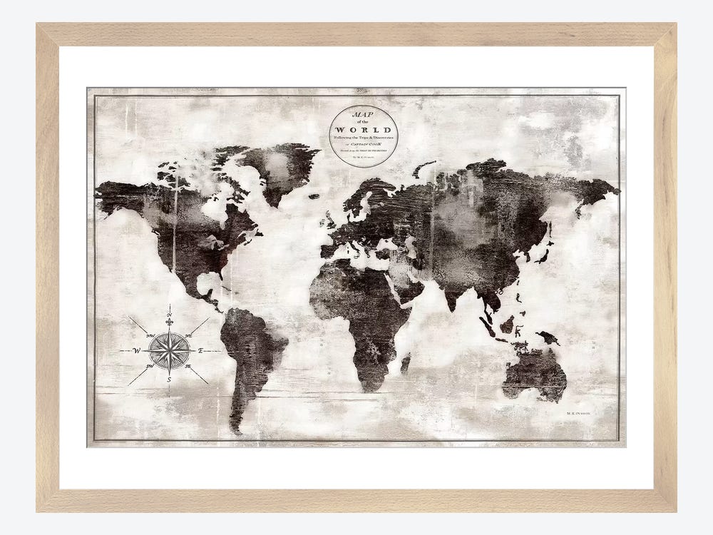 Wooden World Map II Art: Canvas Prints, Frames & Posters