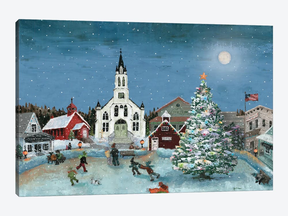 Christmas Scene-Moon by Marie Elaine Cusson 1-piece Canvas Art