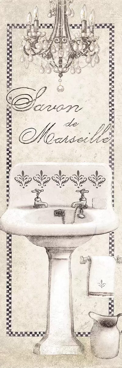 Fleur de Lis Bath Panel I by Marie-Elaine Cusson canvas print