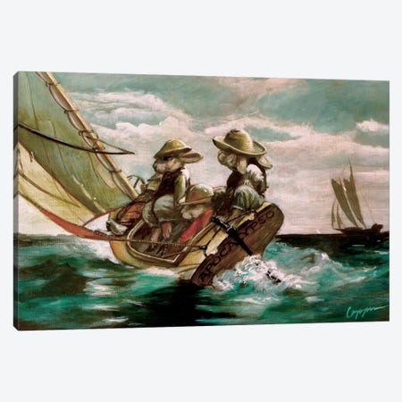 Bunny Boat Canvas Print #MEN13} by Melinda Copper Art Print