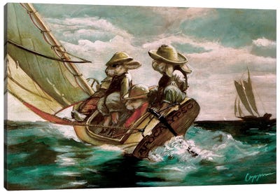 Bunny Boat Canvas Art Print - Melinda Copper