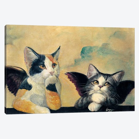 Cherub Kittens Canvas Print #MEN17} by Melinda Copper Canvas Artwork