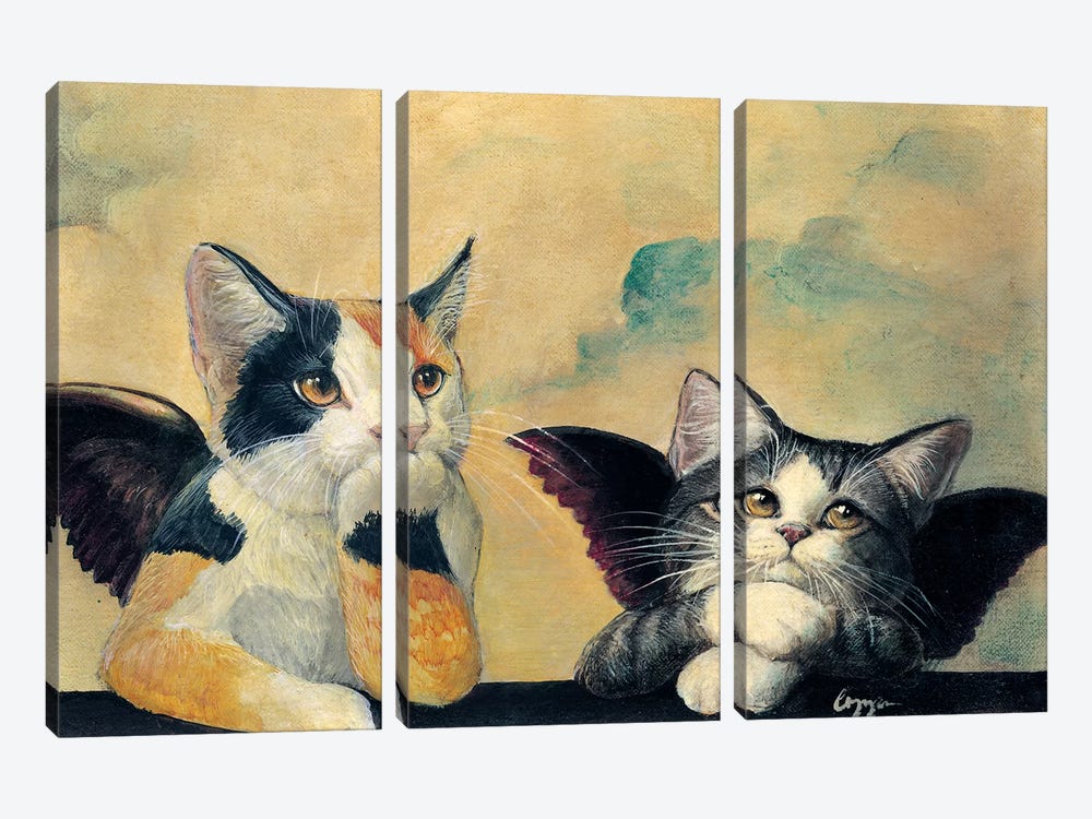 Cherub Kittens by Melinda Copper 3-piece Canvas Art