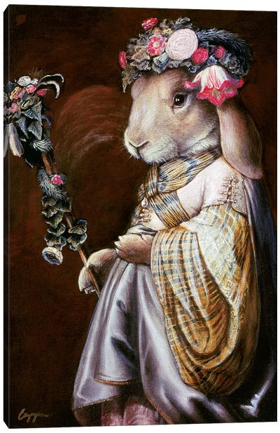 Floral Op Canvas Art Print - Rabbit Art