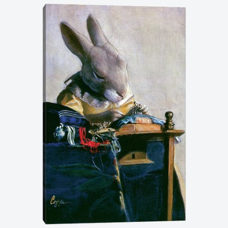 Lace Bunny Canvas Print #MEN36} by Melinda Copper Canvas Artwork