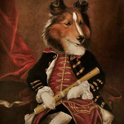 Sheltie Flute by Melinda Copper art print