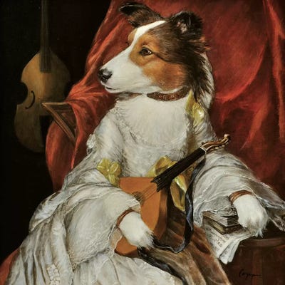 Sheltie Lute by Melinda Copper art print