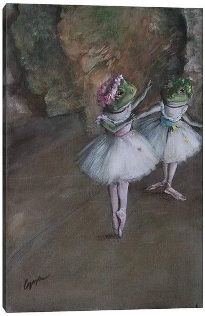 Two Frog Dancers Canvas Art Print - Ballet Art