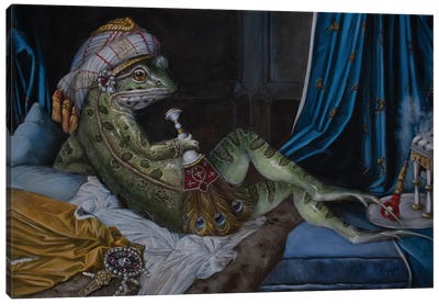 Frog Odalisque Canvas Art Print - Frog Art