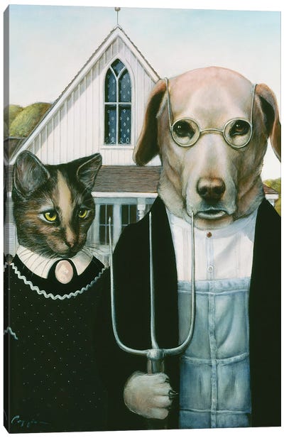 Kitty And Mitty Canvas Art Print - American Gothic Reimagined