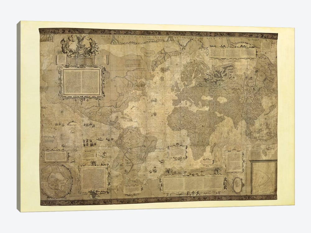 Orbis Terrae Descriptio by Gerardus Mercator 1-piece Canvas Print