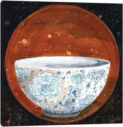 Bowl On Rust Circle Canvas Art Print - Zen Garden