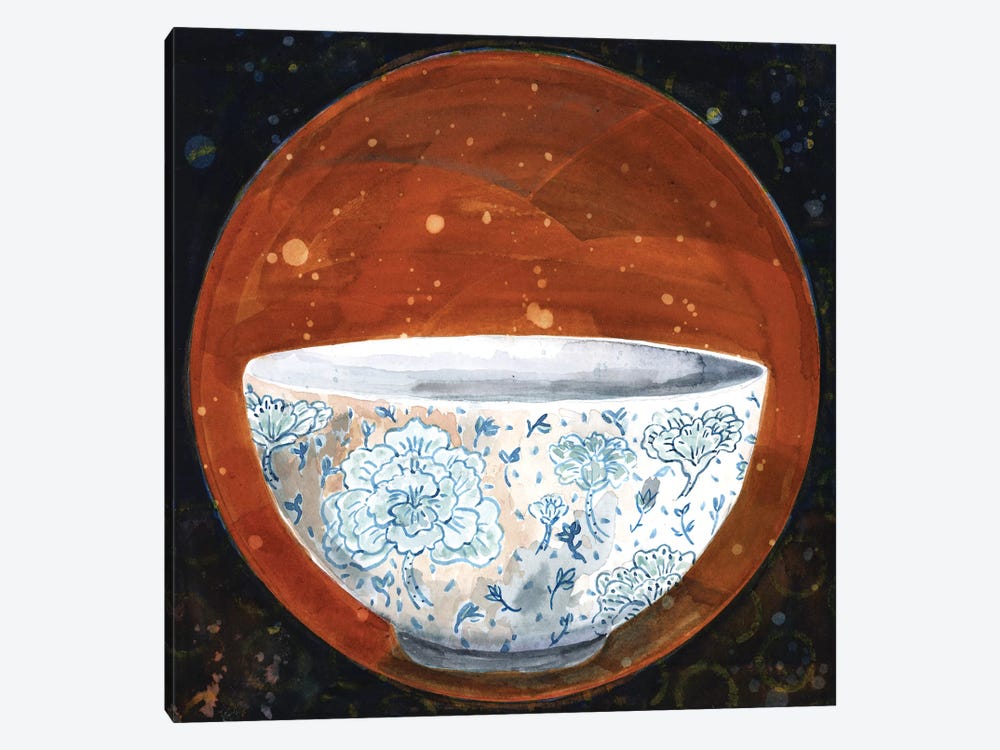 Bowl On Rust Circle by Miri Eshet 1-piece Canvas Art