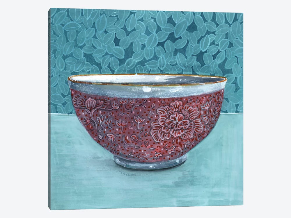 Bowl With Leafy Background by Miri Eshet 1-piece Canvas Art Print