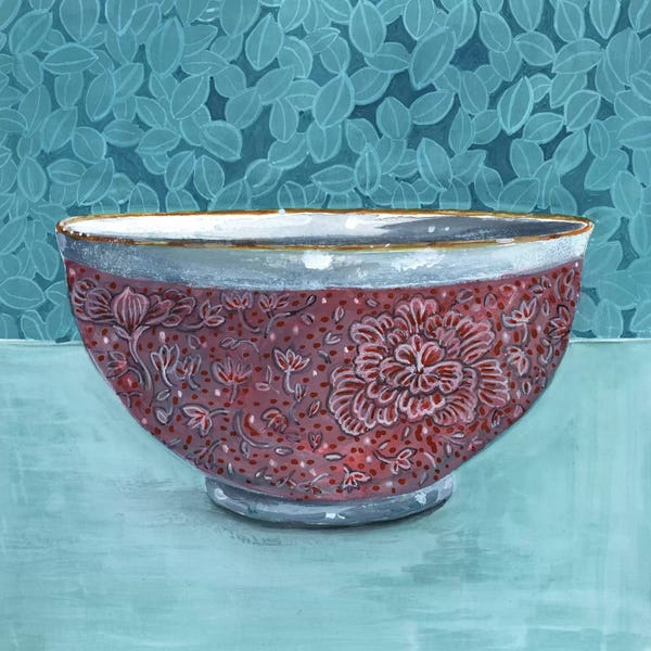 Miri Eshet: Bowl With Leafy Background by Miri Eshet
