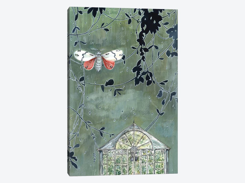 Greenhouse And Moth by Miri Eshet 1-piece Canvas Wall Art