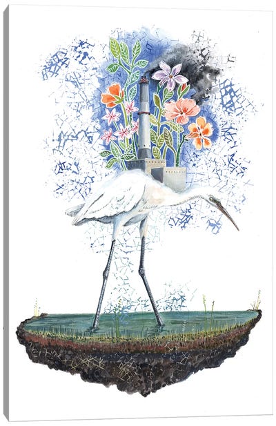 Heron Dreams Canvas Art Print - Charming Blue