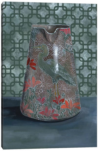 Heron Vase Canvas Art Print - Chinese Décor