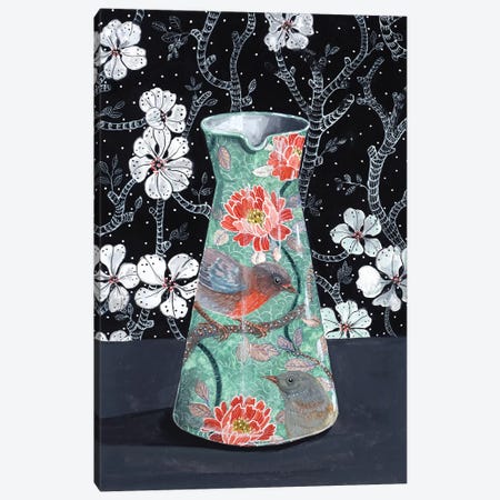 Jade Vase With Birds Canvas Print #MET21} by Miri Eshet Canvas Art