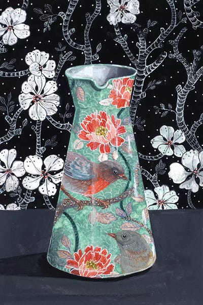 Miri Eshet: Jade Vase With Birds by Miri Eshet
