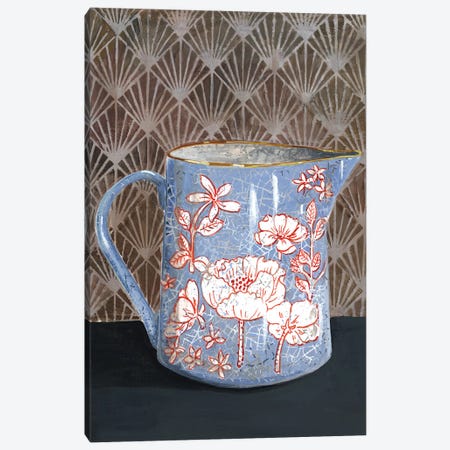 Pale Blue Floral Vase Canvas Print #MET26} by Miri Eshet Canvas Art Print