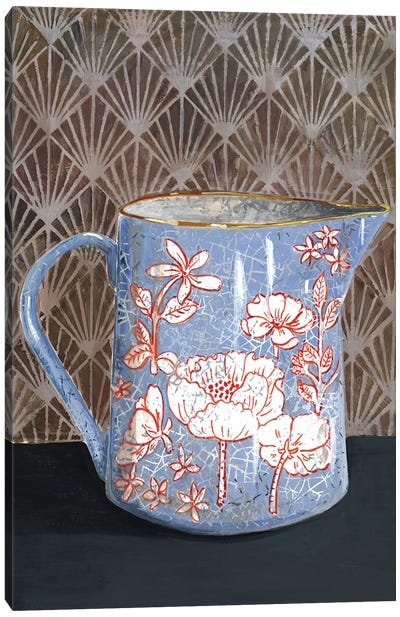 Pale Blue Floral Vase Canvas Art Print - Granny Chic