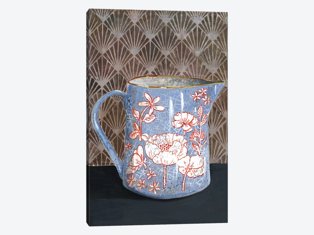 Pale Blue Floral Vase by Miri Eshet 1-piece Canvas Print