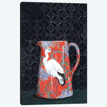 Red Pitcher With Stork Canvas Print #MET30} by Miri Eshet Canvas Print