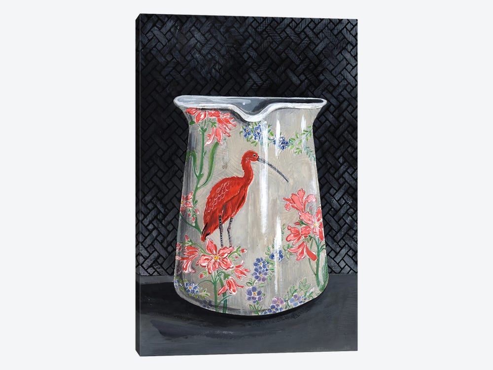 Scarlet Ibis Vase by Miri Eshet 1-piece Canvas Artwork