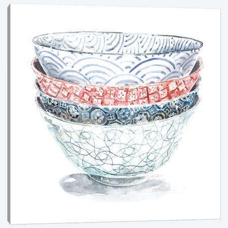 Stacked Pattern Bowls Canvas Print #MET33} by Miri Eshet Art Print