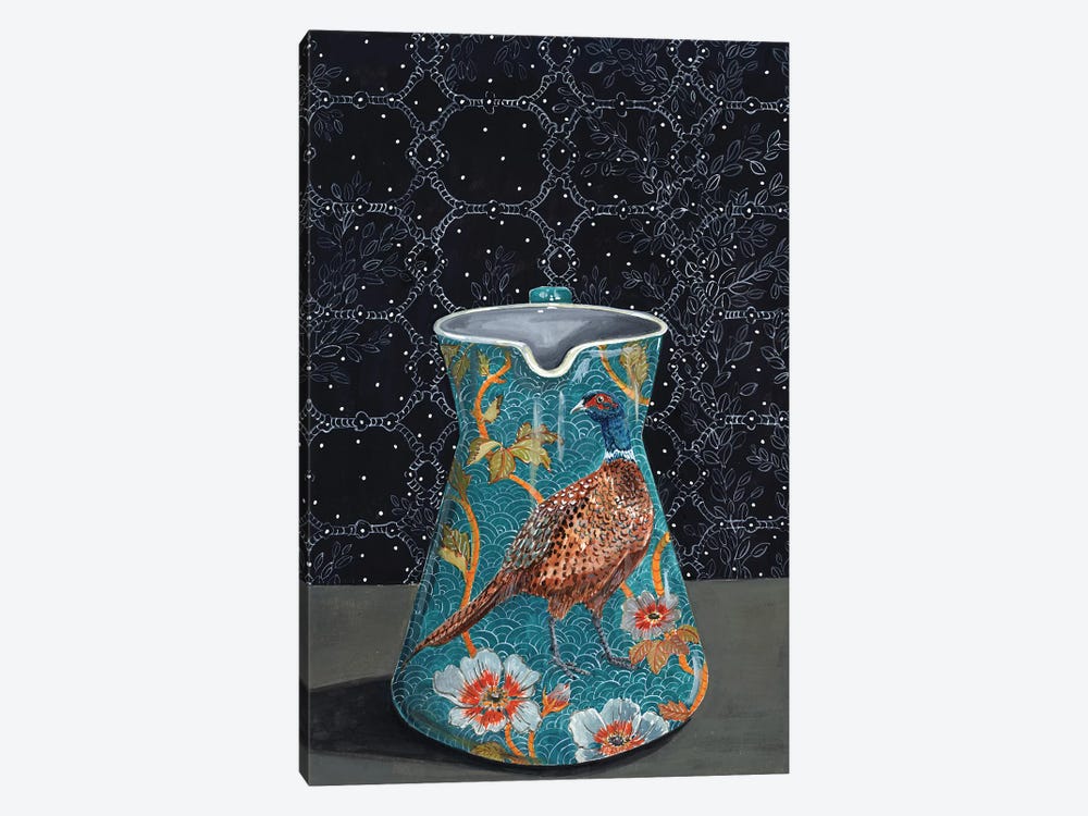 Turquoise Pitcher With Pheasant by Miri Eshet 1-piece Canvas Artwork