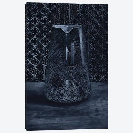White On Black Vase Canvas Print #MET36} by Miri Eshet Canvas Wall Art