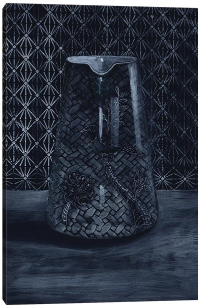White On Black Vase Canvas Art Print - Miri Eshet