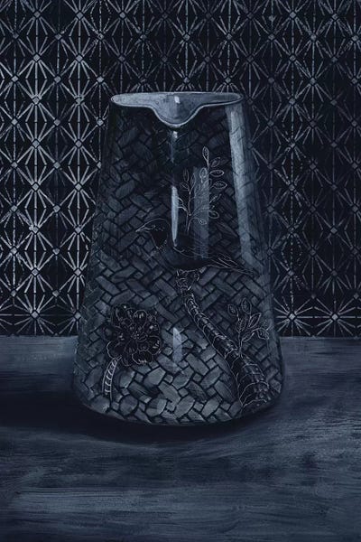 Miri Eshet: White On Black Vase by Miri Eshet