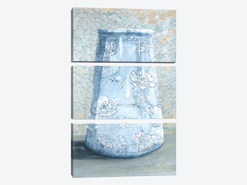 Blue China Vase by Miri Eshet 3-piece Canvas Artwork