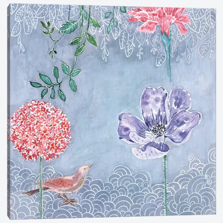 Blue-Gray Botanical Canvas Print #MET8} by Miri Eshet Canvas Artwork