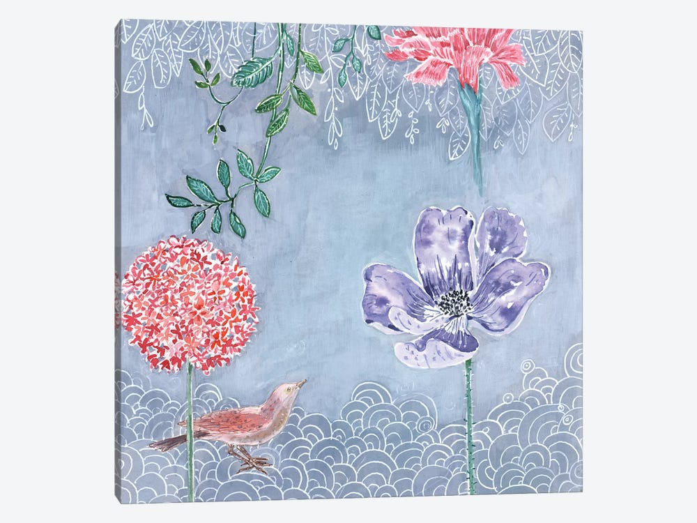 Blue-Gray Botanical by Miri Eshet 1-piece Canvas Wall Art