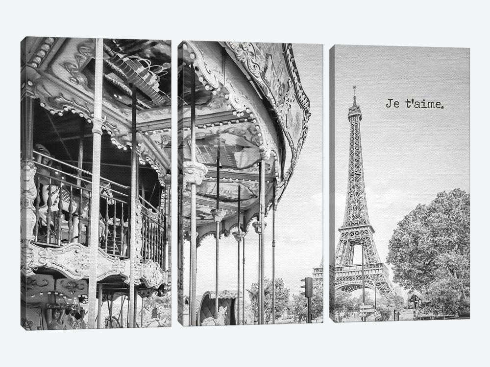 Je T'Aime - Paris by Melanie Viola 3-piece Canvas Art Print