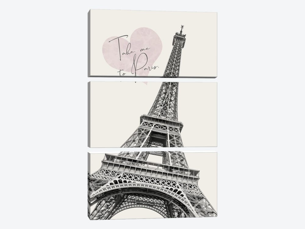 Romantic Eiffel Tower - Take Me To Paris by Melanie Viola 3-piece Canvas Art Print