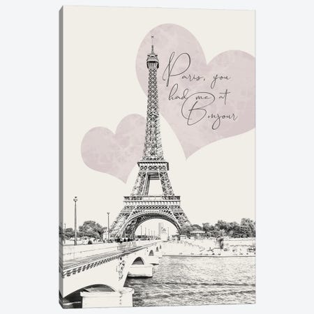 Paris, You Had Me At Bonjour Canvas Print #MEV1013} by Melanie Viola Canvas Artwork