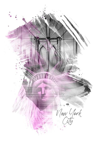 Statue Of Liberty: NYC Art Brooklyn Bridge And Statue Of Liberty by Melanie Viola