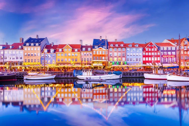 Copenhagen Nyhavn Idyllic Evening Impression by Melanie Viola wall art