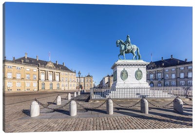 Copenhagen Amalienborg Palace Square With Statue Canvas Art Print - Castle & Palace Art