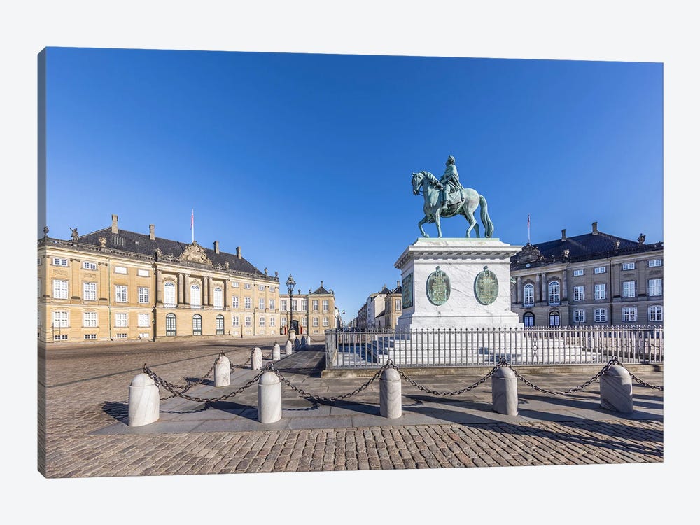 Copenhagen Amalienborg Palace Square With Statue by Melanie Viola 1-piece Canvas Print