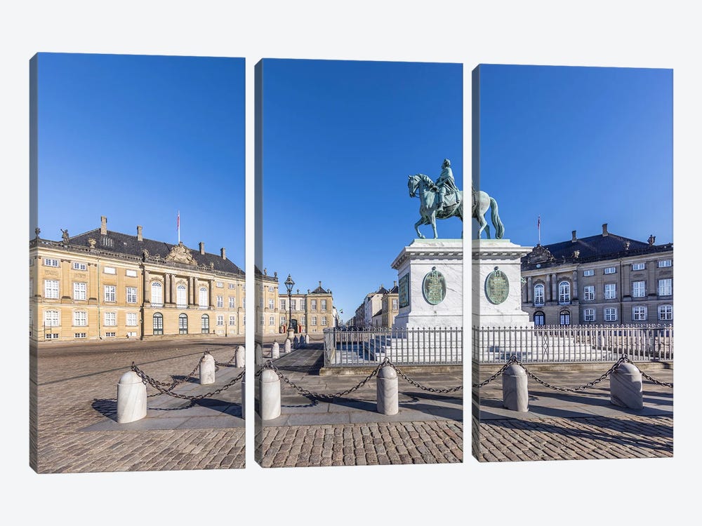 Copenhagen Amalienborg Palace Square With Statue by Melanie Viola 3-piece Art Print