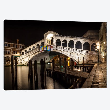 Venice Lovely Rialto Bridge At Night Canvas Print #MEV1046} by Melanie Viola Canvas Artwork