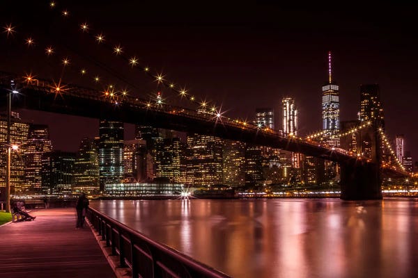 Brooklyn Bridge: Brooklyn Bridge Nightscape by Melanie Viola
